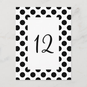 Black Polka Dot Table Number Postcard