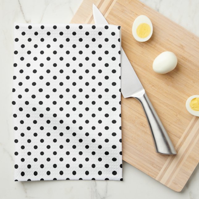 Black Polka Dot Tea Towel (Quarter Fold)