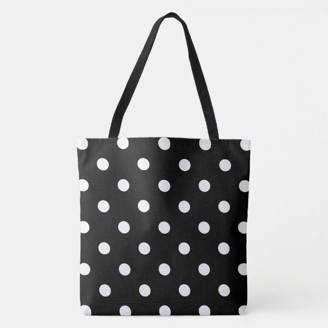 Black Polka Dot Tote Bag (Front)