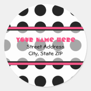 Black Polka Dot with Pink Address Labels