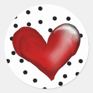 Black polka dots classic round sticker