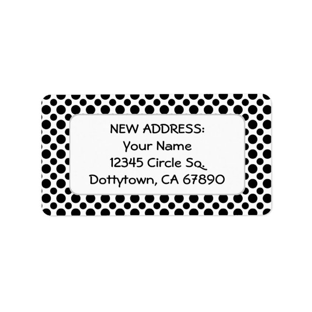 Black Polka Dots Custom New Return Address Label (Front)