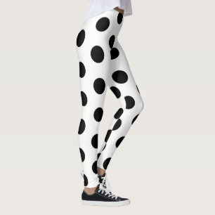 Black Polka Dots Girly Trendy Fashionable Yoga Leggings