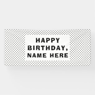 Black polka Dots Happy Birthday Banner