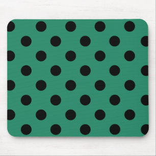 Black polka dots in green mouse mat