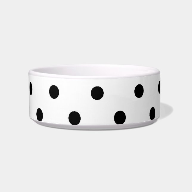 black polka dots in white background bowl (Front)