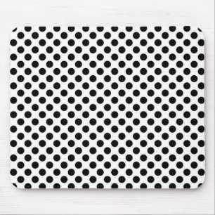 black polka dots in white mouse pad