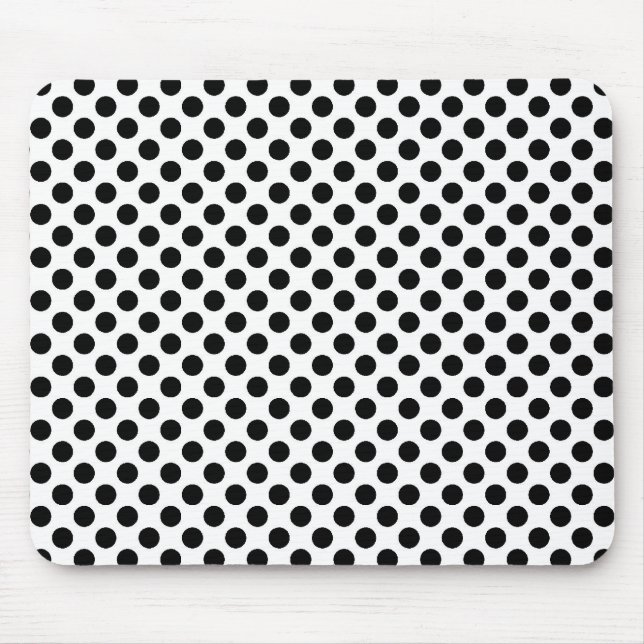 black polka dots in white mouse pad (Front)
