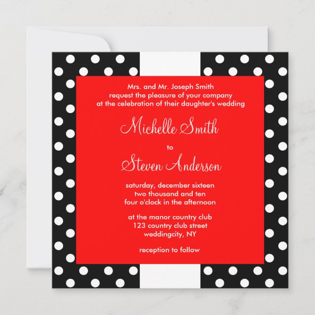 Black Polka Dots Invitation (Front)