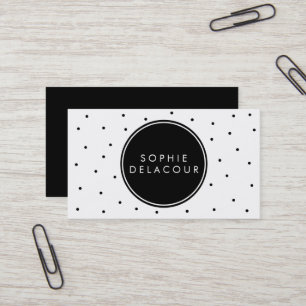 Black Polka Dots   Modern Business Card
