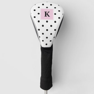 Black Polka Dots Monogram Golf Head Cover