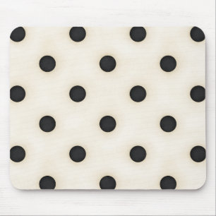 Black Polka Dots on Antique White Distressed Mouse Mat
