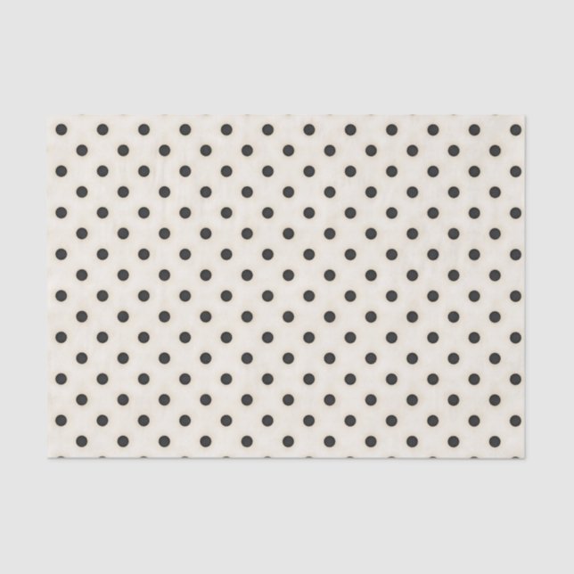 Black Polka Dots on Antique White Tissue Paper (Front)
