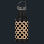 Black polka dots on beige 532 ml water bottle<br><div class="desc">Black polka dots on beige</div>