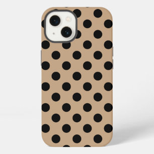 Black polka dots on beige Case-Mate iPhone case
