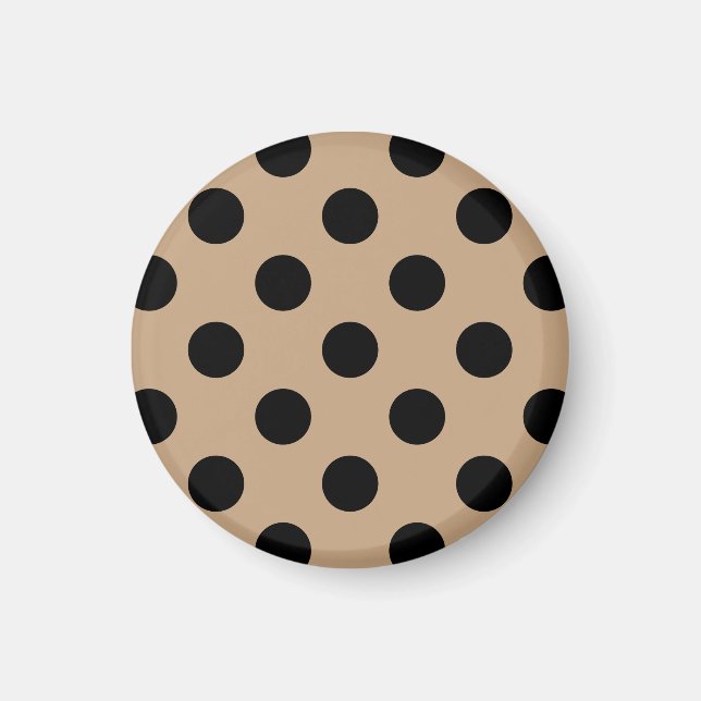 Black polka dots on beige magnet (Front)