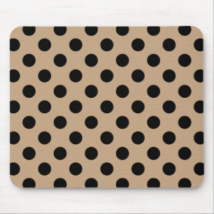 Black polka dots on beige mouse mat