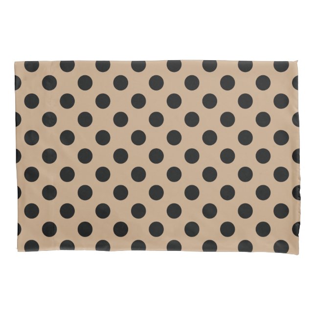 Black polka dots on beige pillowcase (Front)