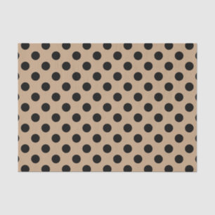 Black polka dots on beige tissue paper