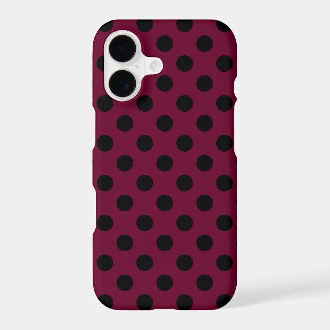 Black polka dots on burgundy (Back)