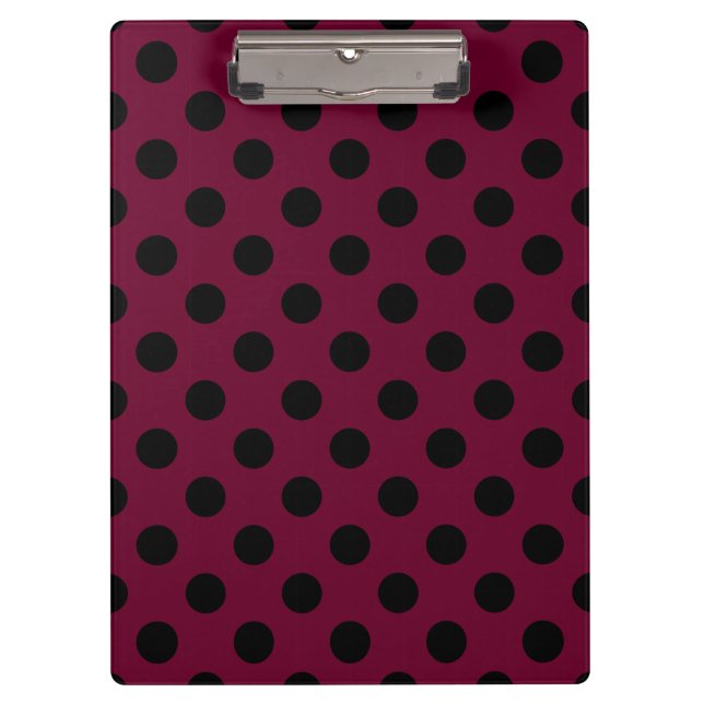 Black polka dots on burgundy clipboard (Front)
