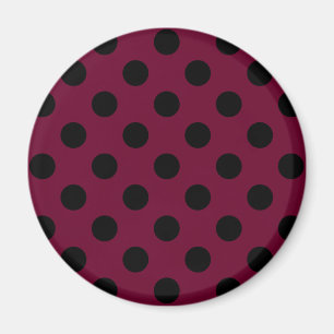 Black polka dots on burgundy magnet