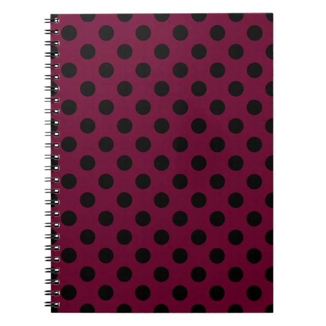 Black polka dots on burgundy notebook (Front)