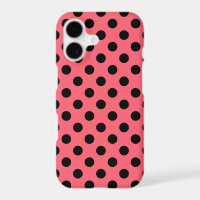 Black polka dots on coral