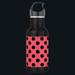 Black polka dots on coral 532 ml water bottle<br><div class="desc">Black polka dots on coral</div>