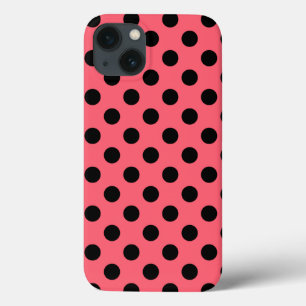 Black polka dots on coral Case-Mate iPhone case