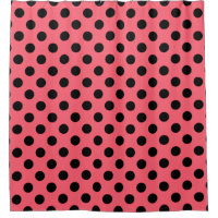 Black polka dots on coral