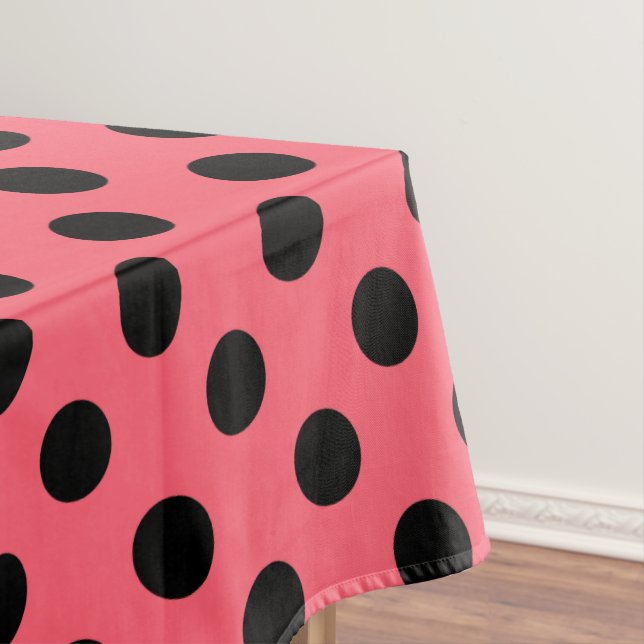 Black polka dots on coral tablecloth (In Situ)
