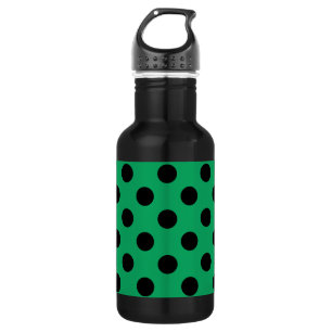 Black polka dots on fresh green 532 ml water bottle