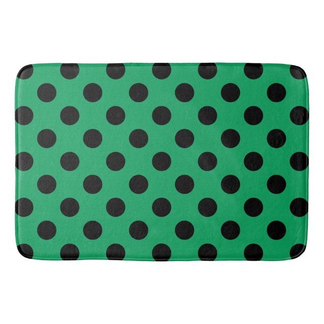Black polka dots on fresh green bath mat (Front)