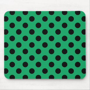 Black polka dots on fresh green mouse mat