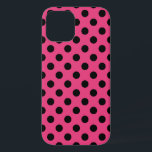 Black polka dots on fuchsia iPhone 12 case<br><div class="desc">Black polka dots on fuchsia</div>