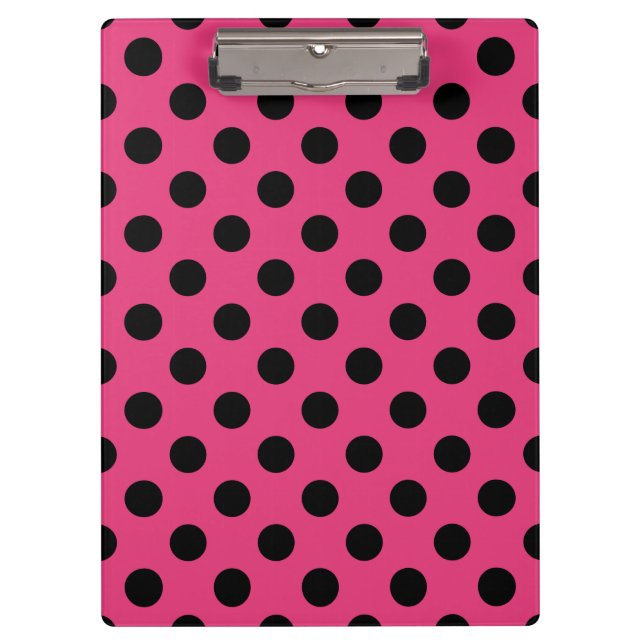 Black polka dots on fuchsia clipboard (Front)