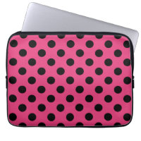 Black polka dots on fuchsia