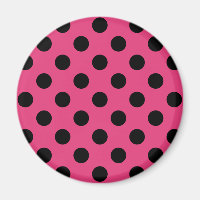 Black polka dots on fuchsia