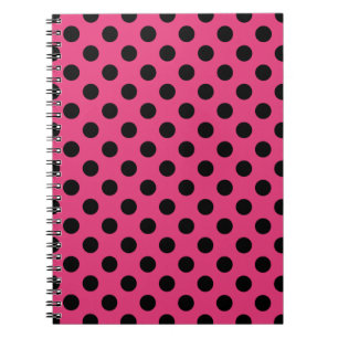 Black polka dots on fuchsia notebook