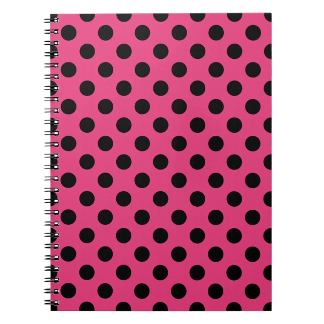 Black polka dots on fuchsia notebook (Front)