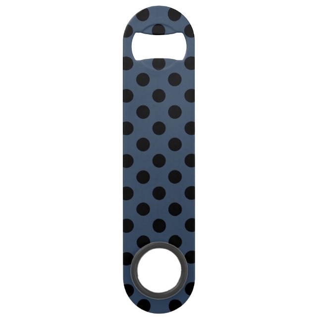 Black polka dots on grey-blue (Front)