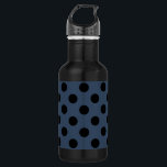 Black polka dots on grey-blue 532 ml water bottle<br><div class="desc">Black polka dots on grey-blue</div>