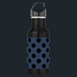 Black polka dots on grey-blue 532 ml water bottle<br><div class="desc">Black polka dots on grey-blue</div>