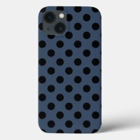 Black polka dots on grey-blue Case-Mate iPhone cas