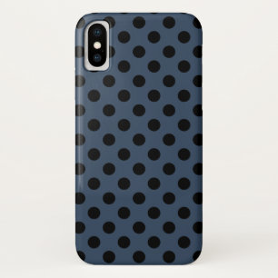 Black polka dots on grey-blue iPhone x case