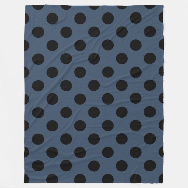 Black polka dots on grey-blue fleece blanket (Front)