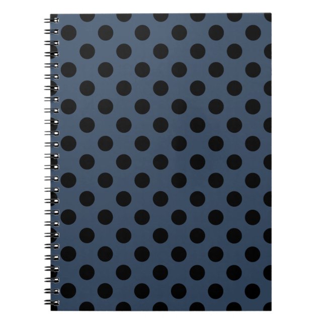 Black polka dots on grey-blue notebook (Front)