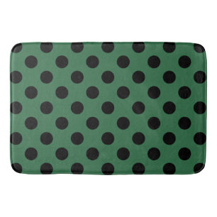 Black polka dots on kelly green bath mat