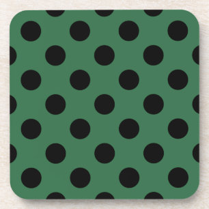 Black polka dots on kelly green coaster